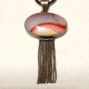 Mookoite pendant silver sunset sunrise lavender purple red yellow burgundy chain